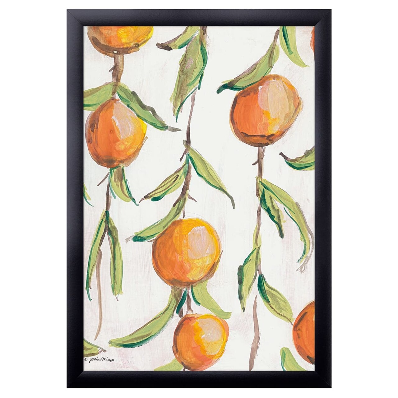 12" x 16" Orange Branch Framed Wall Art, Contemporary Kitchen Home Décor, Glass Facing and Hanging Hardware Included